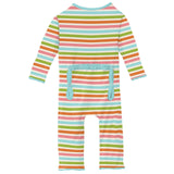 Beach Day Stripe Zipper Ruffle Coverall