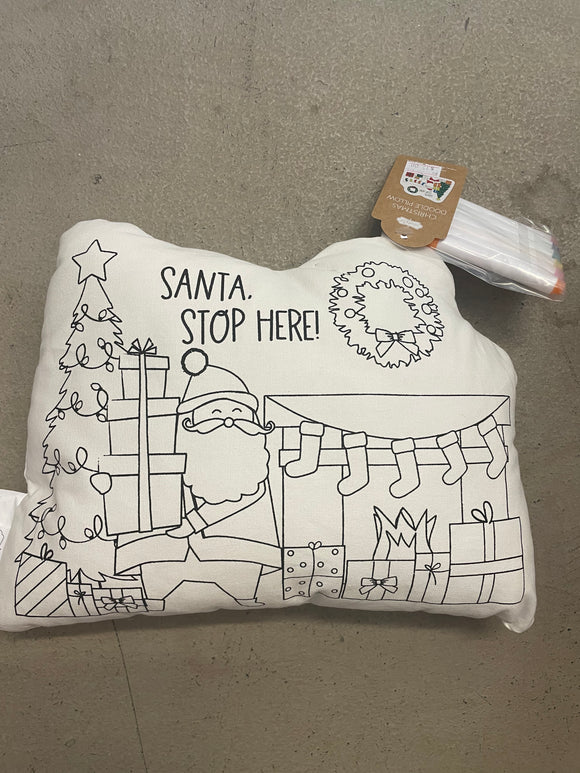 Santa Stop Here Doodle Pillow