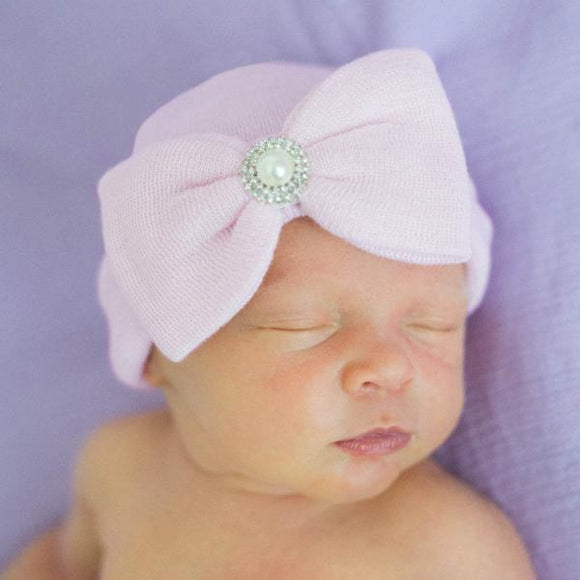 Aria Pink Bow Newborn Hat