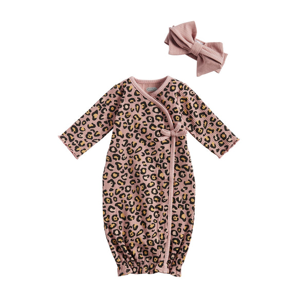 Mauve Leopard Gown and Headband