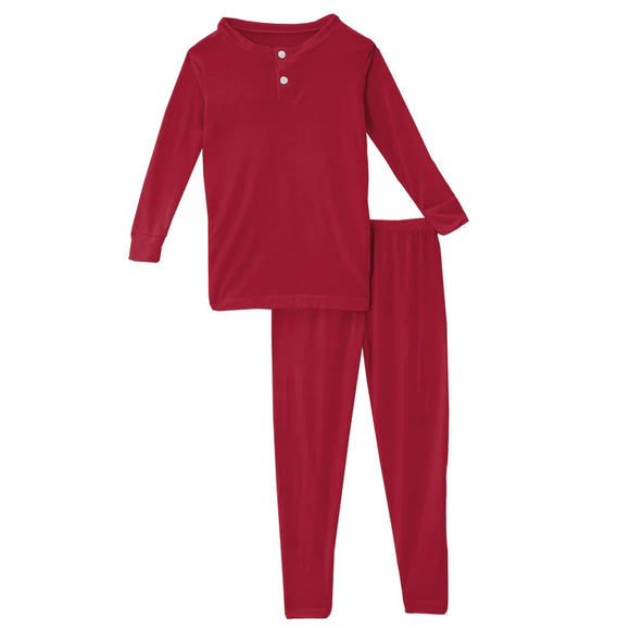Crimson Long Sleeve Henley Pajama Set