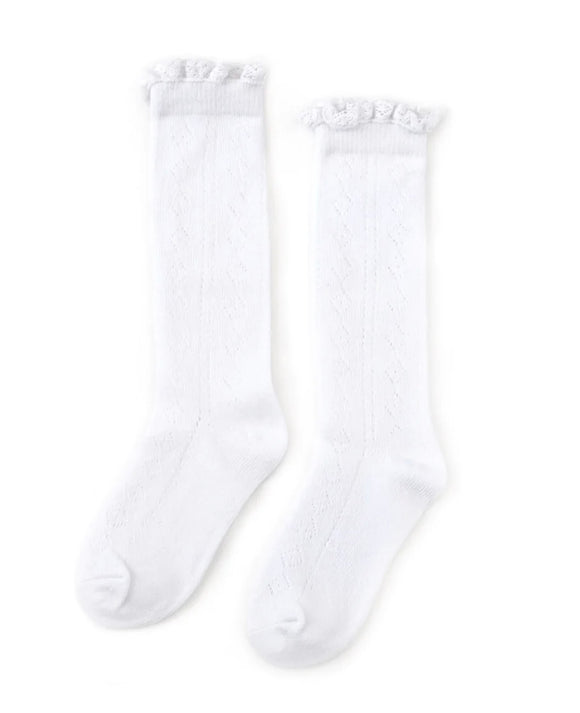 Fancy Knee High White Socks