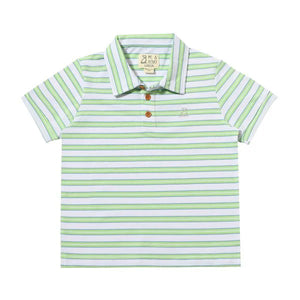 Lime/White/Blue Stripe Pique Polo