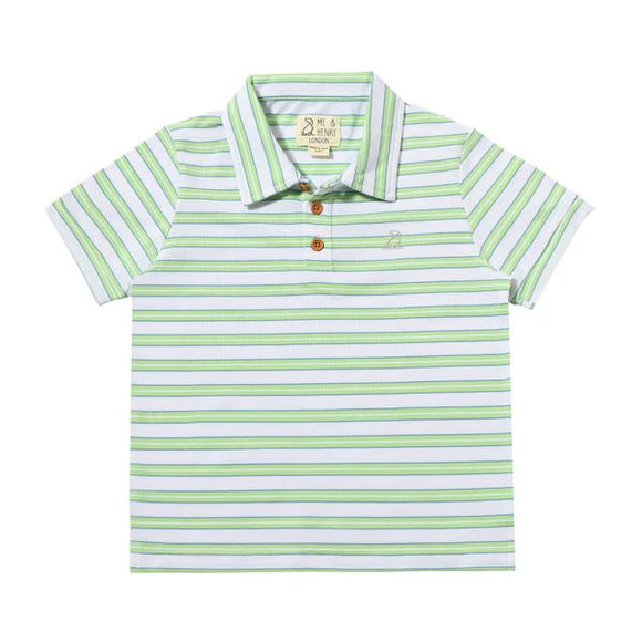 Lime/White/Blue Stripe Pique Polo