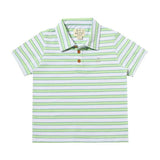 Lime/White/Blue Stripe Pique Polo