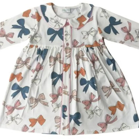 Collard Bow Long Sleeve Dress