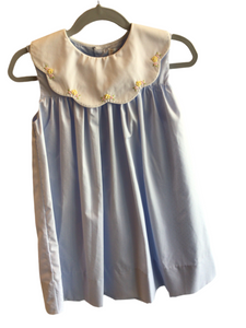 Pale Blue Dottie Dress w/ Yellow Flowers