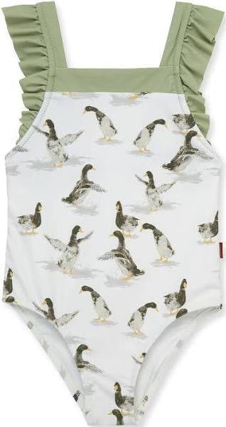 Duck Ruffle Square Neck Swimsuit