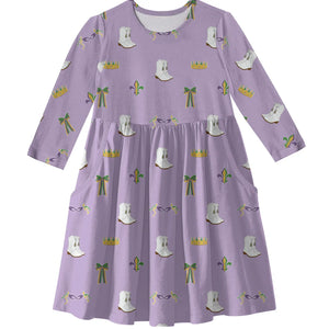 Mardi Gras Boots 3/4 Sleeve Pocket Dress