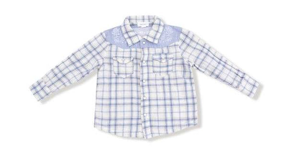 Angel Dear Western Plaid Snap Shirt