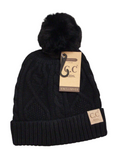 Kids Matching Fur Pom CC Beanie