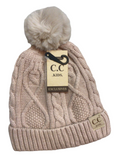 Kids Matching Fur Pom CC Beanie