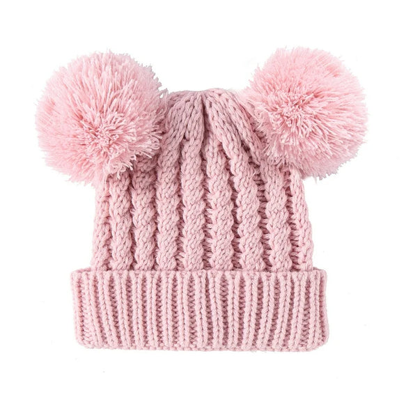 Pink Bear Pom Ears Beanie