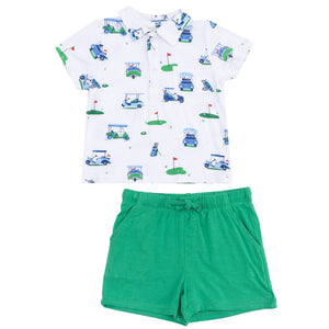 Blue Vintage Golf Carts Polo Shirt&Short Set