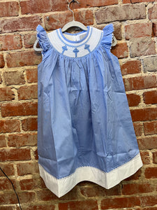 Blue Crosses Smocked Dress