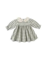 Quincy Mae
Girls' Checked Eyelet Collar Smocked Dress