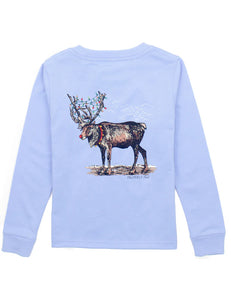 Light Blue Boys Reindeer LS Shirt