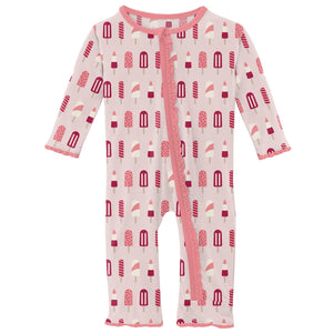 Macaroon Popsicles Zipper Ruffle Coverall