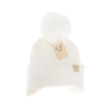 Kids Ear Flap Pom Beanie