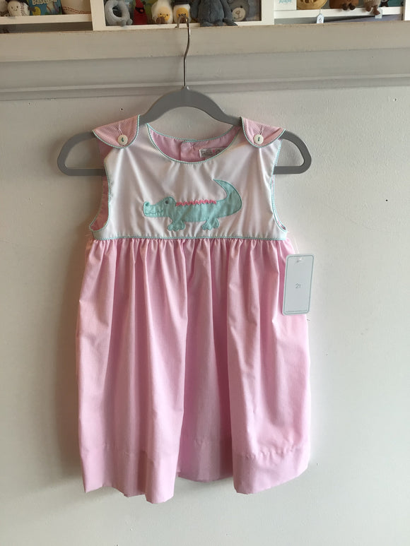 Pink Alligator Smocked Dress