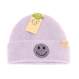 Rhinestone Smiley Face Cuff Beanie