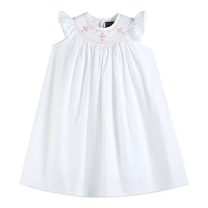 White and Pink Cross Bishop Dress