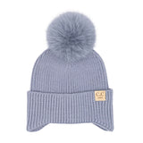 Kids Ear Flap Pom Beanie