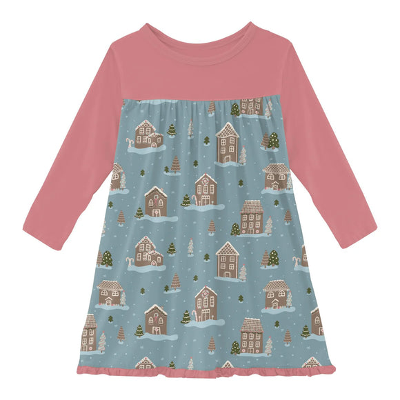 Stormy Sea Gingerbread Town Swing Dress