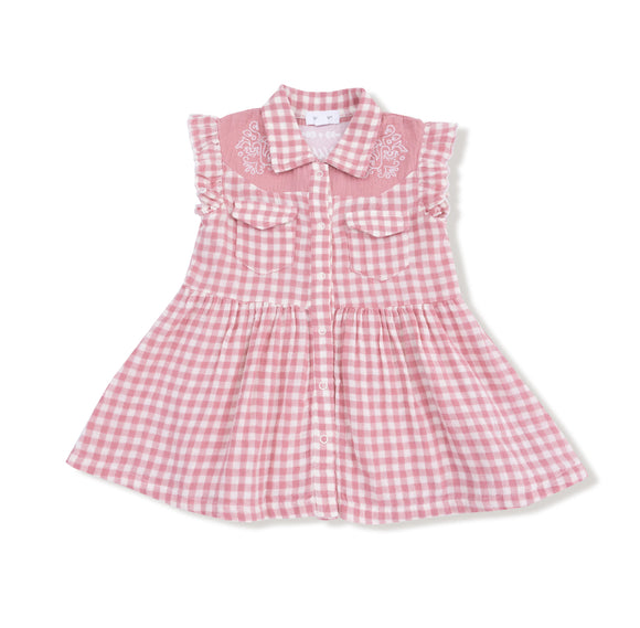 Rose Pink Plaid Western Dress
