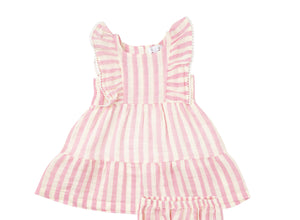 Pink Stripe Picot Trim Dress