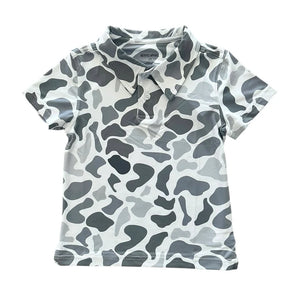 Grey Camo Performance Polo Shirt