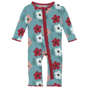 Glacier Wildflowers Zipper Ruffle Coverall