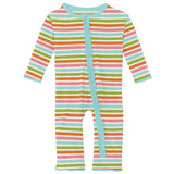 Beach Day Stripe Zipper Ruffle Coverall