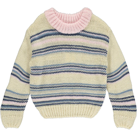 Diana Sweater Pink and Ivory Multi Stripe