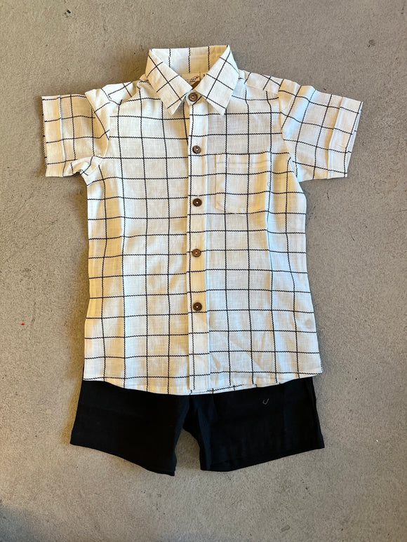 Windowpane Boys Shirt & Short Set
