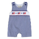 Blue Gingham American Flag Shortall