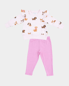 Pink Best Friend Dogs Sweatshirt+Legging Set