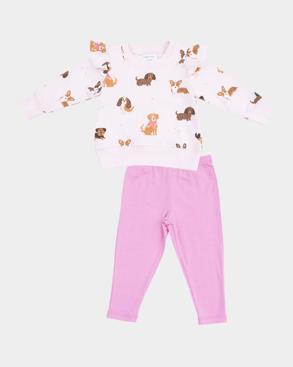 Pink Best Friend Dogs Sweatshirt+Legging Set