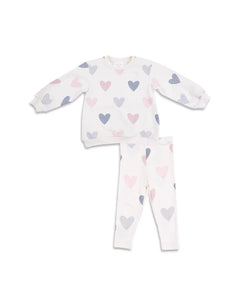 Hearts Puffy Sweatshirt+Legging Set