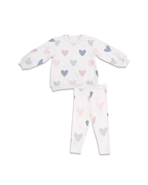 Hearts Puffy Sweatshirt+Legging Set
