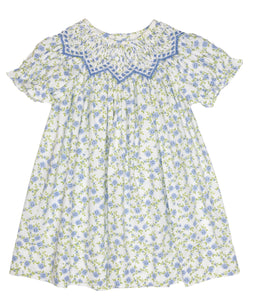 Jessica Blue Floral Smocked Dress