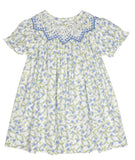 Jessica Blue Floral Smocked Dress