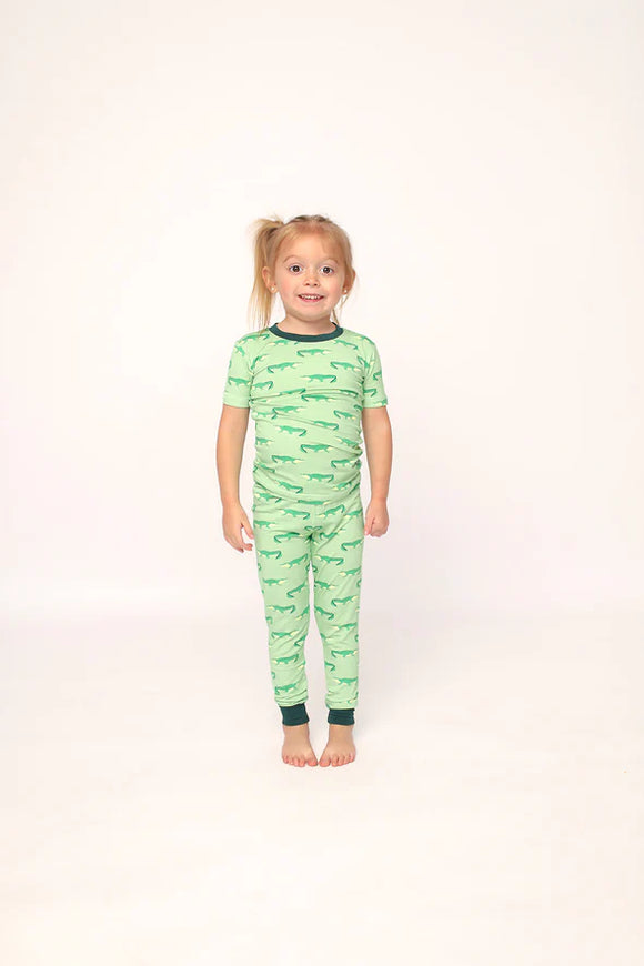 Light Green Alligators Pajama Set