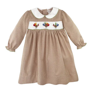 Brown Turkey Embroidered Gingham Dress