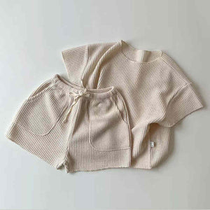 Apricot Toddler Short-Sleeved Two-Piece Set