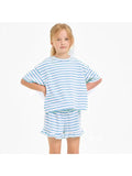 Stripe Crop Top and Ruffle Shorts Set