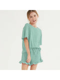 Embossed Ribbed Knit Ruffle Set