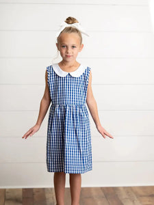 Navy Gingham Peter Pan Collar Dress