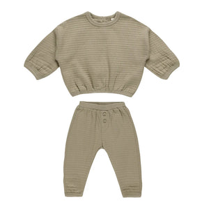 Olive Textured Sweat Set