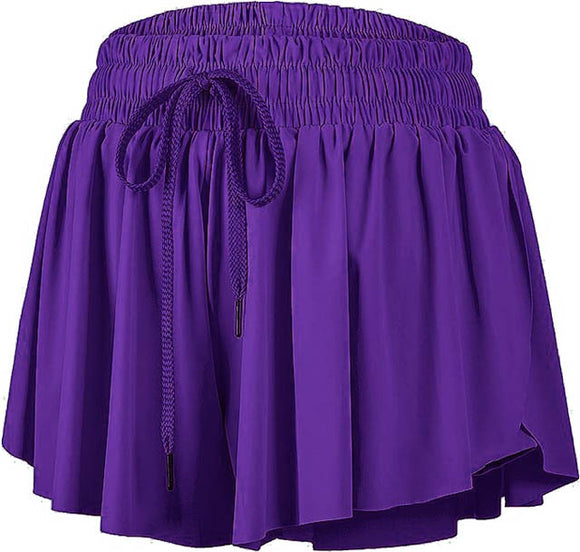 Purple Butterfly Flowy Short